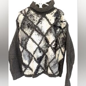 Roberto Cavalli alpaca fur-patchwork knit sweater Made in Italy size M